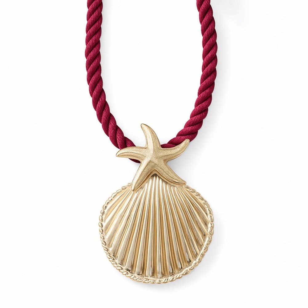 Gold Starfish and Shell Pendant Necklace